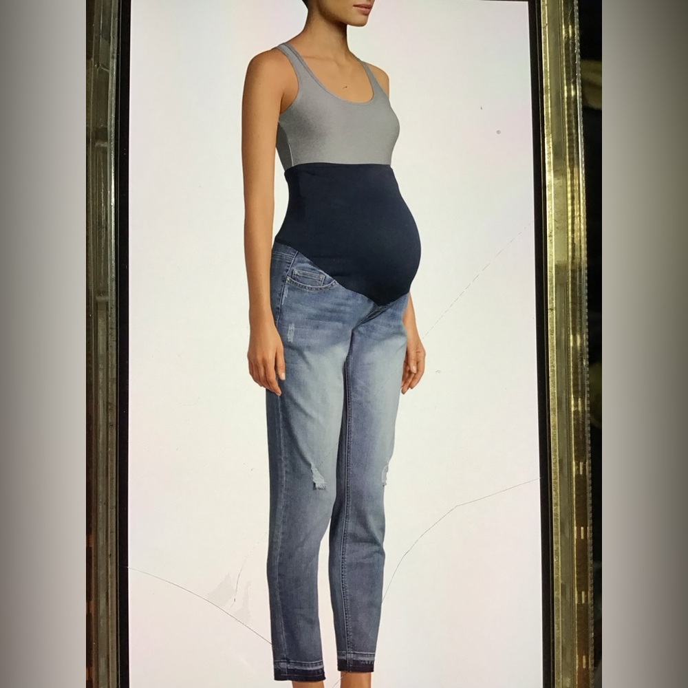 Maternity Time and Tru Straight Leg Jeans With Released Hem Size M (8-10 )